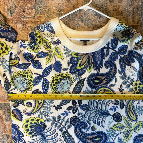 Talbots Women's Plus L/S Zestful Floral Paisley Crewneck Sweater 2X Blue/Green - Picture 6 of 9